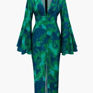 Floral V-neck Slit Maxi Dress